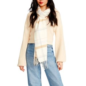 🆕STEVE MADDEN Pop Plaid Fringed Trim Scarf